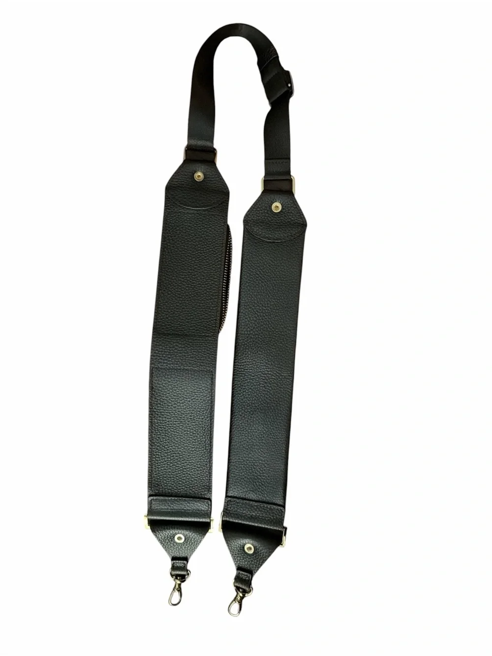 Bandolier Billie Crossbody Strap Black Leather & Gold